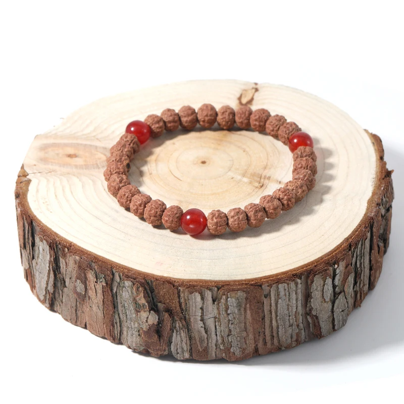 Красный оникс и оригинальный браслет Rudraksha с бусинами эластичный шнур мужская