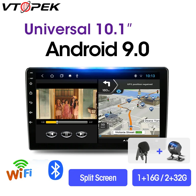 Vtopek 2din Android 10 0 автомобильный стерео 4G + 64G 9/10.1 автомобильное радио мультимедийный