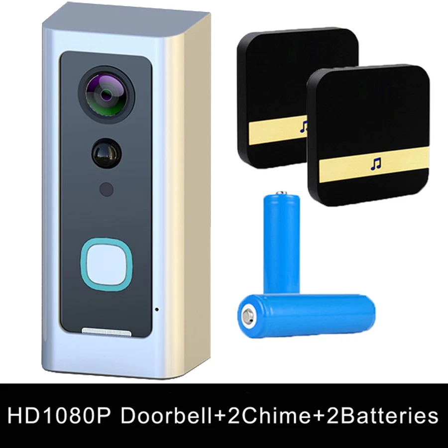 V1P-S-2in-BB Cdycam, новинка, HD 1080 P, Wifi, водонепроницаемый, видео дверной звонок, беспроводной, для дома, батареи, камера, двусторонняя, аудио, разговор, ночное видение, PIR, умная дверь - Цвет: V1P-S-2in-BB