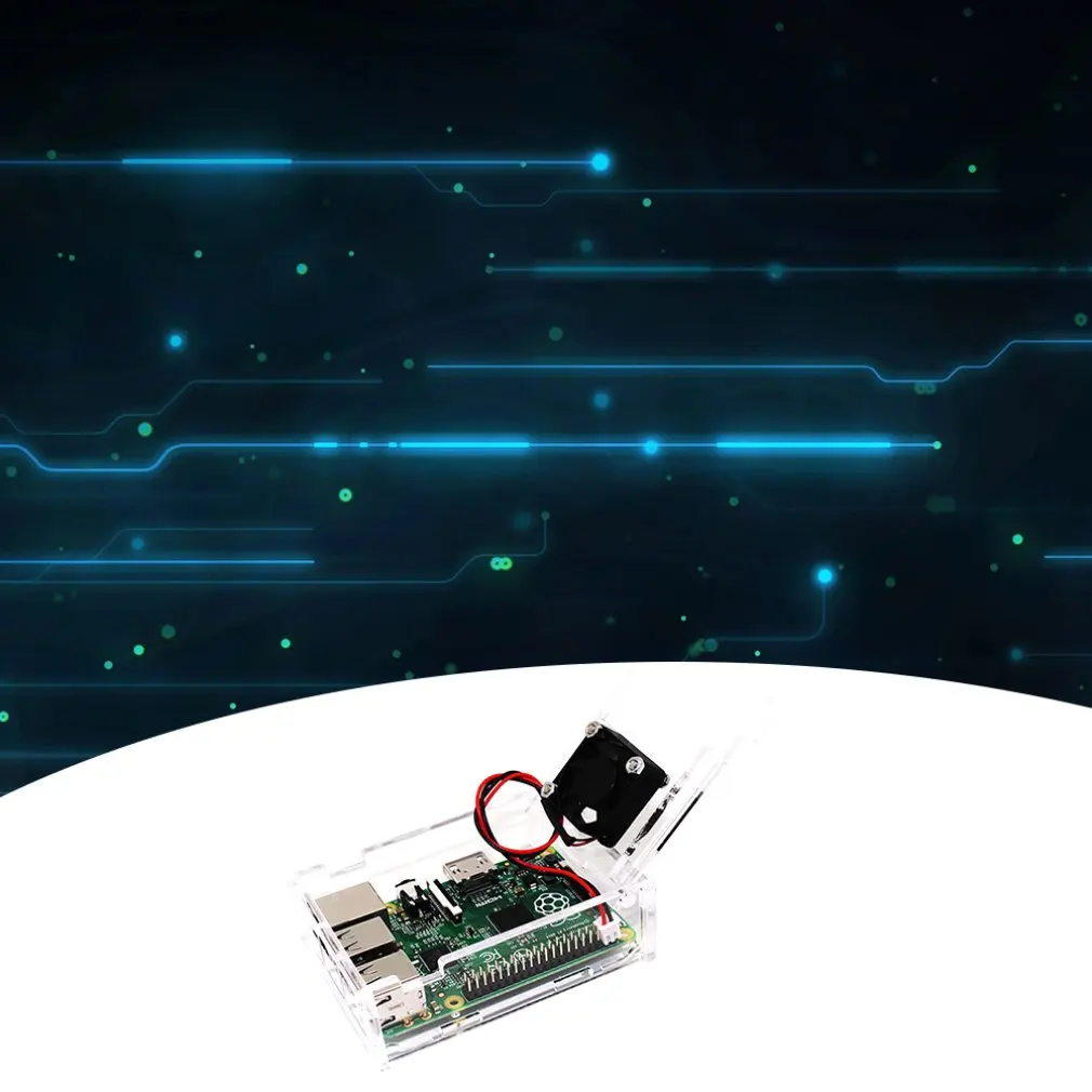 Корпус Raspberry Pi с вентилятором 2/3 поколения Raspberry Pi Модель 3b+ акриловая сборка шасси коробка