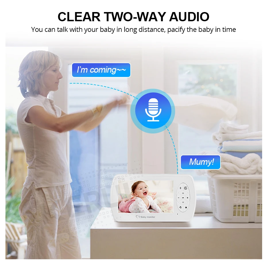 FUERS 4 3-дюймовый видеоняня цветной ЖК-монитор для видеоняни и камера ночного