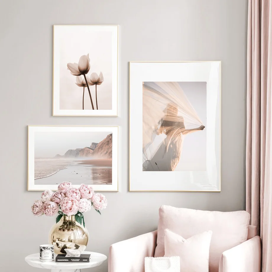 

Wall Art Canvas Painting Waterfall Lake Wedding Girl Flower Nordic Posters And Prints Wall Pictures For Living Room Wall Decor
