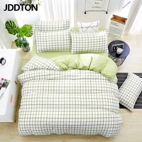 jddton home textile new 4pcs bedding sets grass green plaid bed linen duvet cover set ab side bed sheet pillowcase cover be092