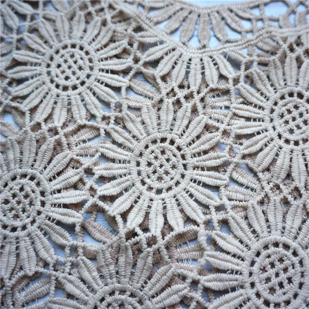 Бежевый воротник из цельной ткани вышитая Цветочная ажурная аппликация нашивка