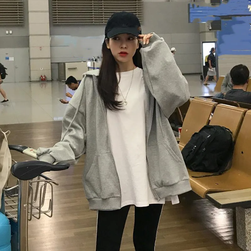 Zip Up Hoodie Women Sweatshirt Casual Thin Coat Zipper Sweetshirt with Hooded Long Sleeve Oversized Hoodie Vintage Sudaderas