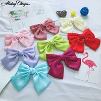 1pc fashion satin chiffon crystal duckbill clip oversized sweet barrette bow hairgrips hairpins for girl woman hair accessories