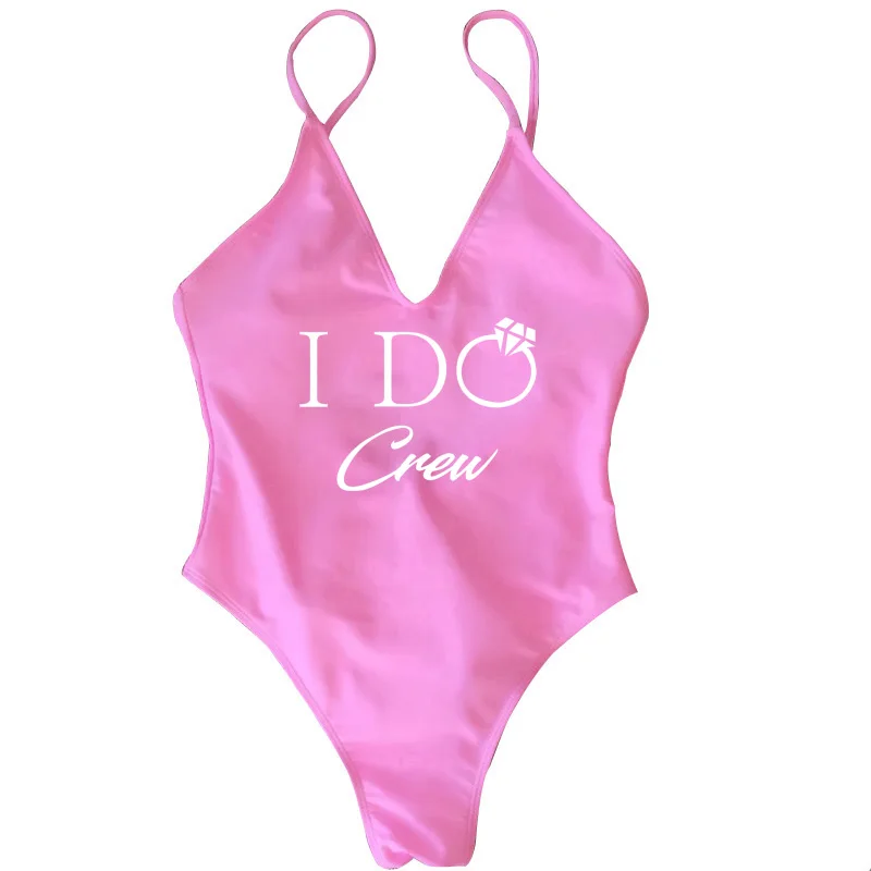 Сплошной купальник I DO Crew женский с буквенным черным и белым принтом для