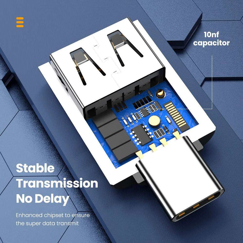 Адаптер Elough USB 3,0 Type-C OTG, переходник с USB C «папа» на USB «мама» для Macbook, Xiaomi, Samsung S20, разъем USBC OTG (art.: 3920bac8a17da) - 3920bac8a17da