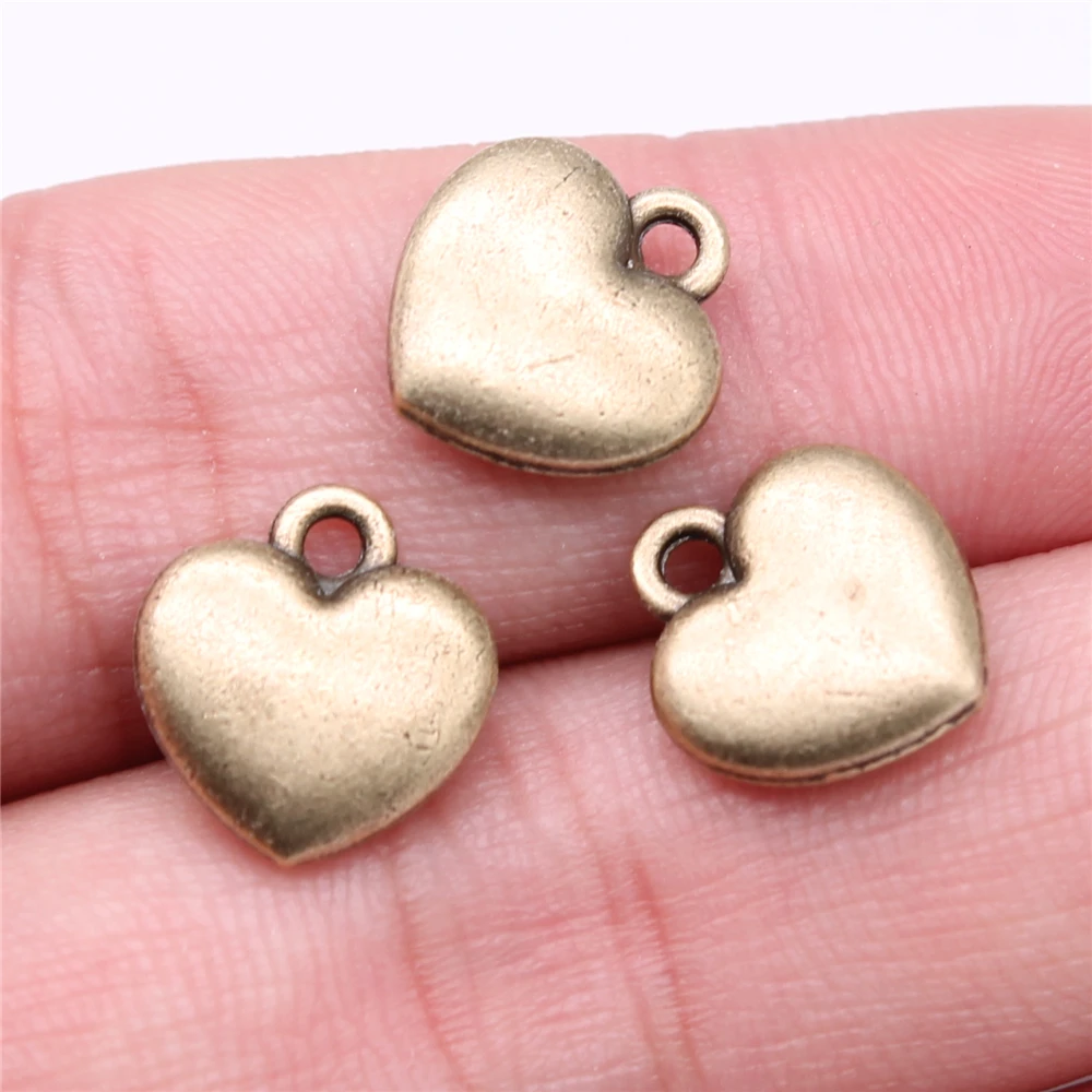 

WYSIWYG 10pcs Charms 13x12mm Heart Charms Pendant Antique Bronze Color For Jewelry Making DIY Jewelry Findings