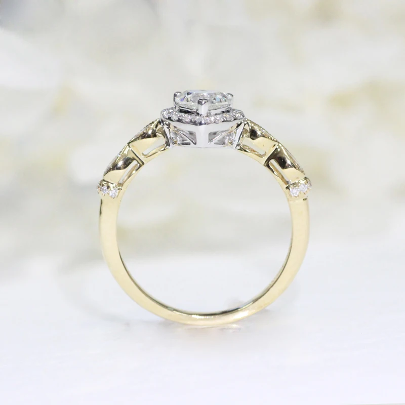 10k 14k желтое золото 0.5ct 5 мм в форме сердца Moissanite кольцо DEF цвет VVS1 обручальное кольцо для женщин