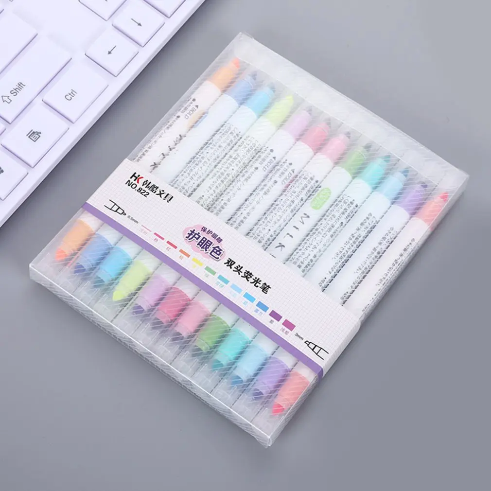 

12 Colors Glitter Pen Creative Fashion Marker Pen Refill Color Highlighter Stationery Supplies for Office School