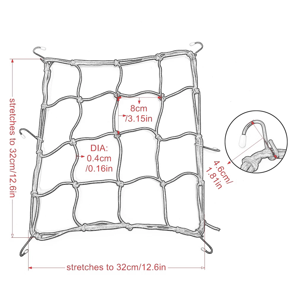 Универсальная багажная сетка для мотоцикла 6 крючков |