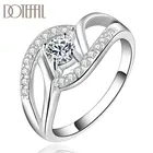 Двойное кольцо DOTEFFIL из стерлингового серебра 925 пробы с цирконами ААА для женщин, модные Изящные ювелирные украшения для свадьбы, помолвки, вечеринки