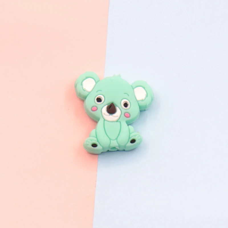 Cuentas de silicona de Koala para beb&eacute;, Mini Oso de dibujos animados, juguetes de dentici&oacute;n, de grado alimenticio, sin BPA, 5 uds.-5