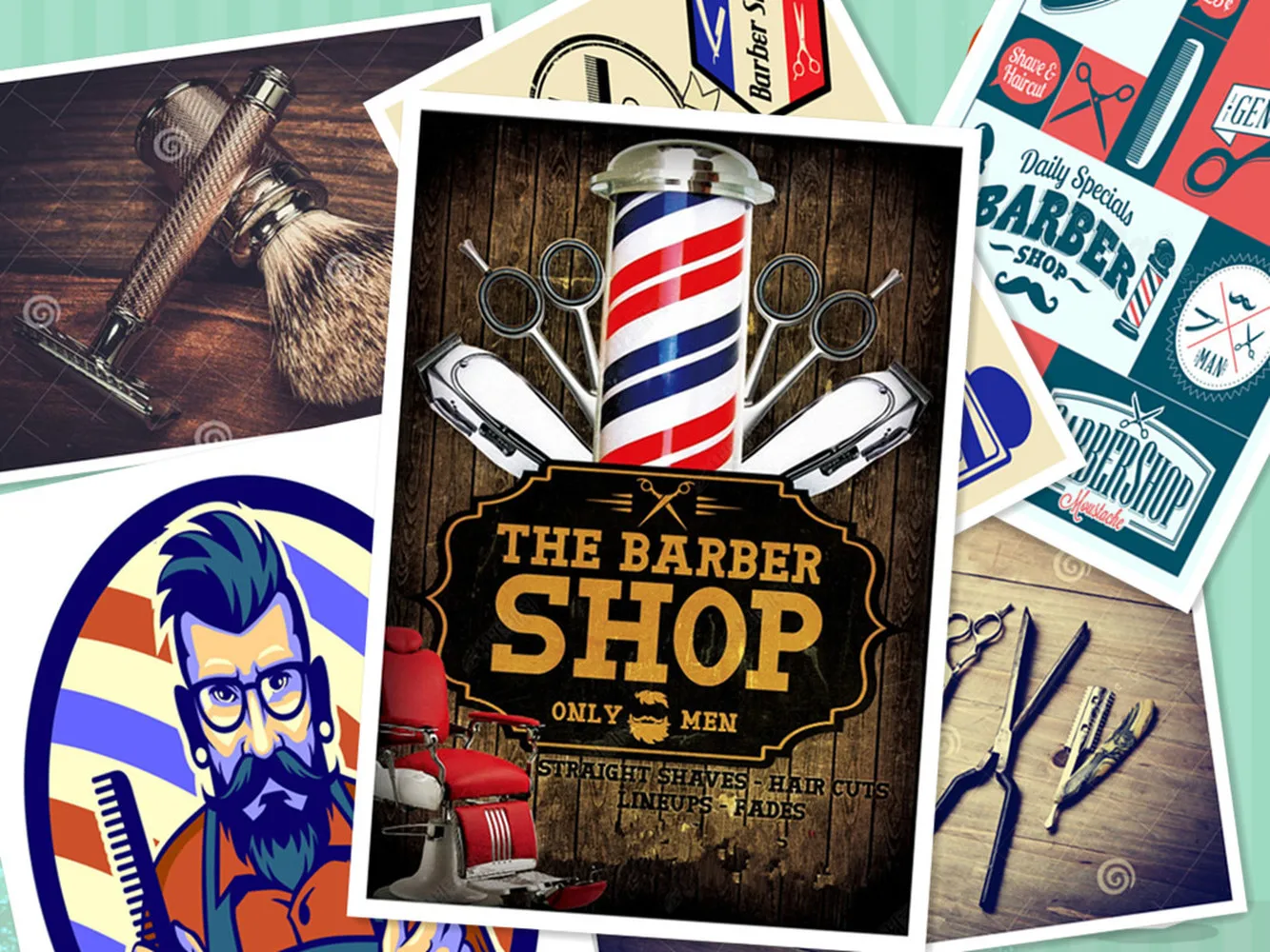 Ретро парикмахер татуировки рисунком крафт Бумага плакат парикмахерской