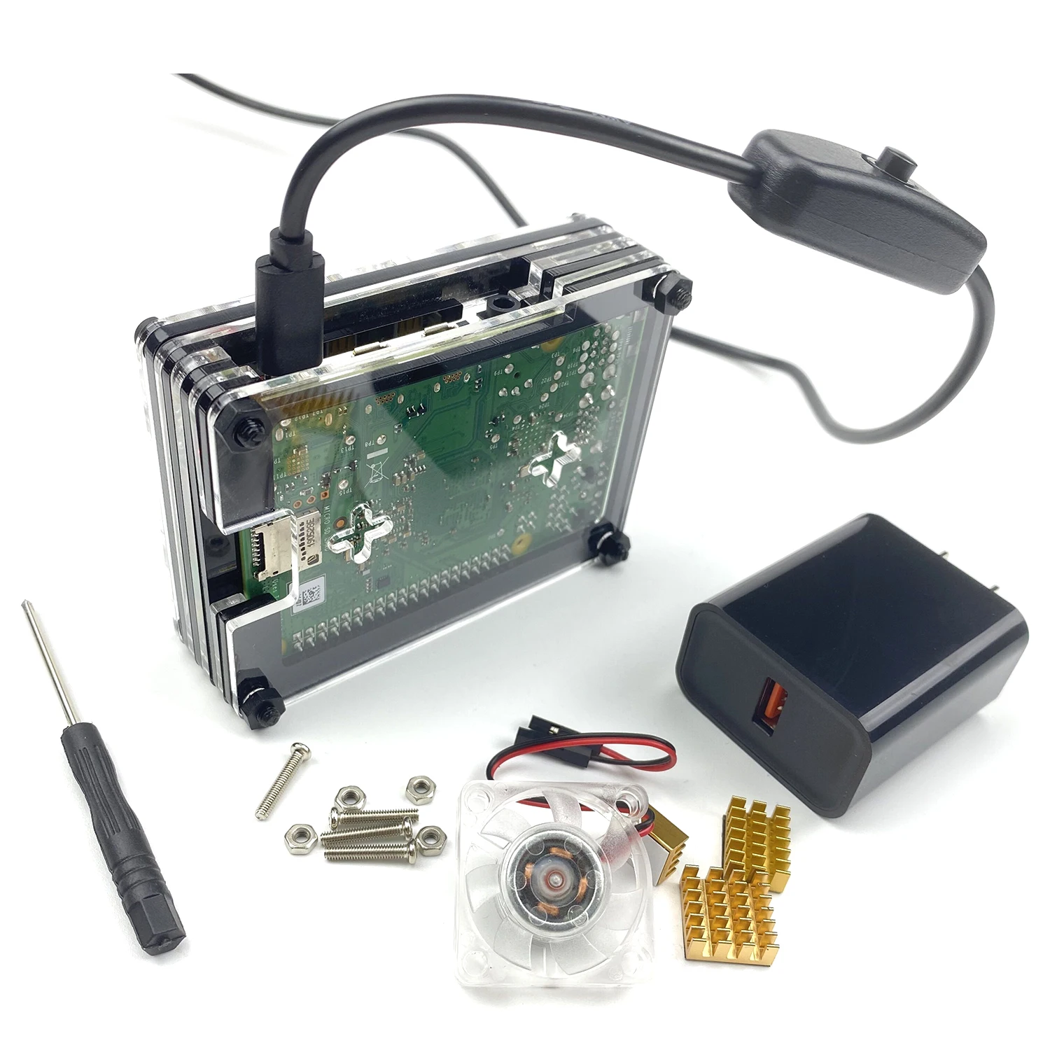 Чехол для телефона S ROBOT Raspberry Pi 4 с радиатором охлаждающим вентилятором usb кабелем