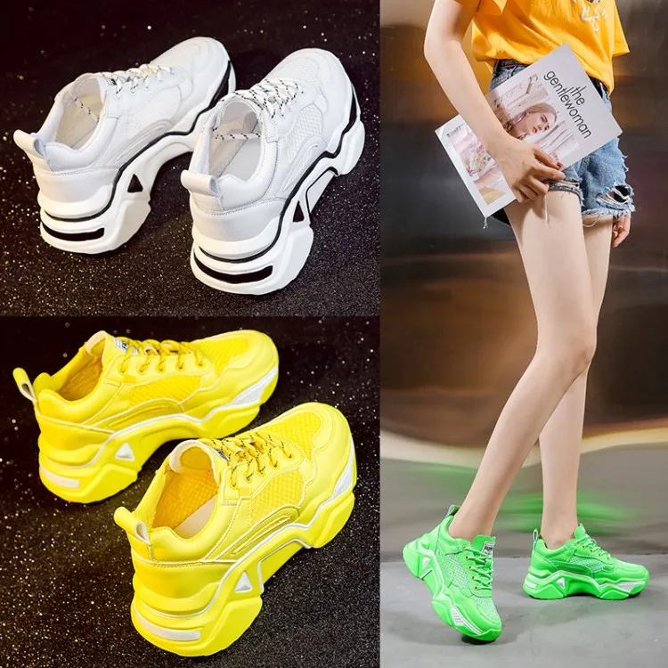 Женские повседневные кроссовки на платформе увеличивающие рост 5 см дышащие с