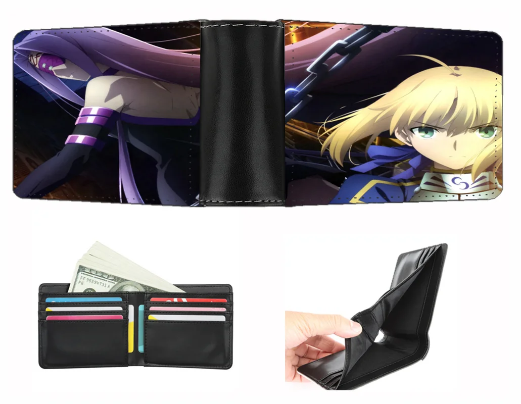 

Boys Girls Coin wallet anime fate stay night wallet Men women short wallet teenagers Card Holder PU Short Purse