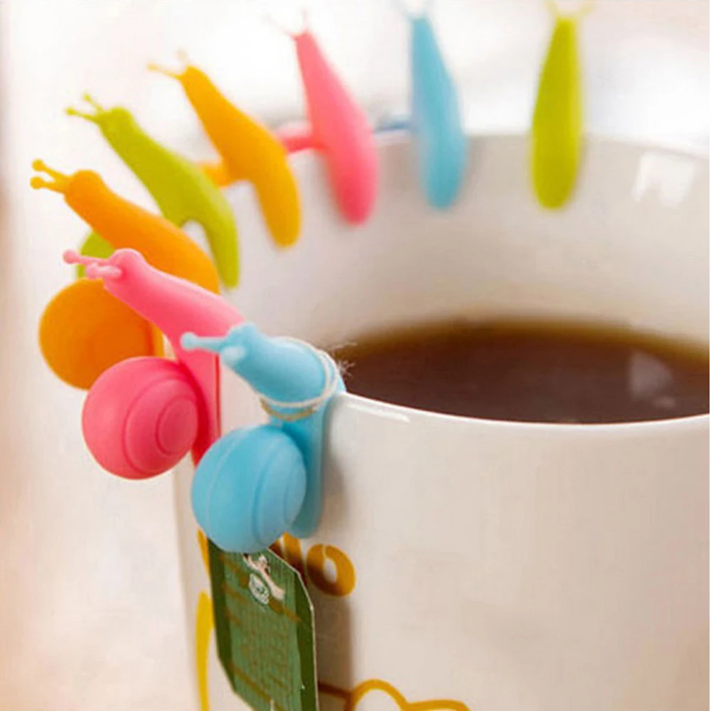 5 шт. силиконовый держатель для чайных пакетиков в форме улитки|silicone tea bag holder|cute