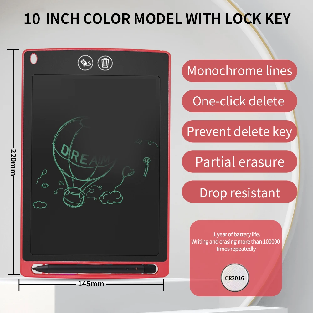 10Inch Partially Erasable Electronic Drawing Board LCD Screen Writing Tablet Digital Graphic Erasable Handwriting Pad Board+Pen images - 6
