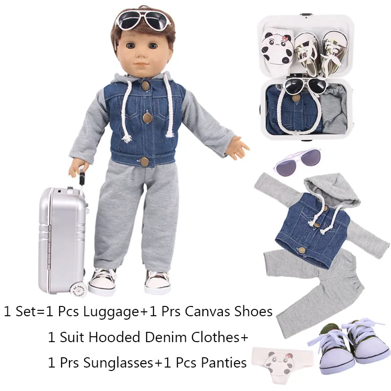 Кукольная одежда 5 шт./компл. = чемодан + балет/Джинсовые Костюмы обувь трусики