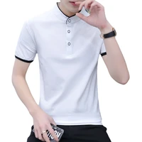 new stand neck mens fashion casual t shirt korean slim fit short sleeve t shirt