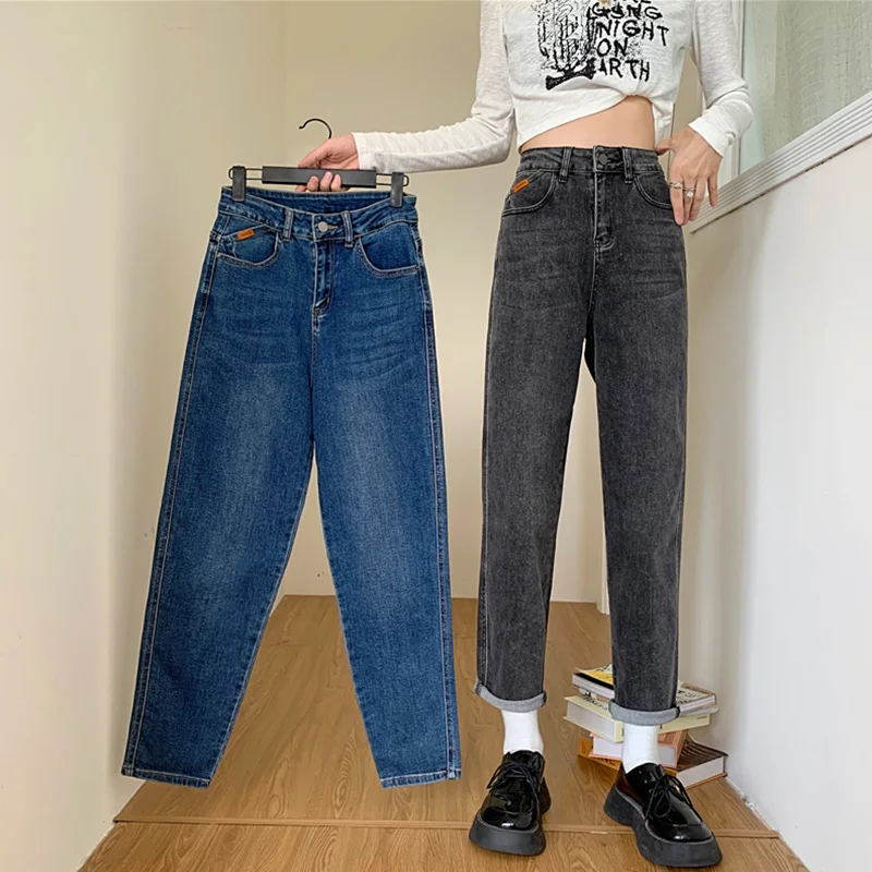 

Plus Size Women High Waist Baggy Jeans 2021 Autumn New Arrivals High Waist Elasticity Classic Casual Women Ankle Lenght Jeans