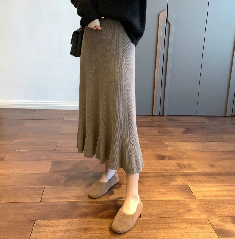 

Skirt Cotton Women and Cashmere Elegant Mermaid Knit Skirt Woman Skirts Womens 2021