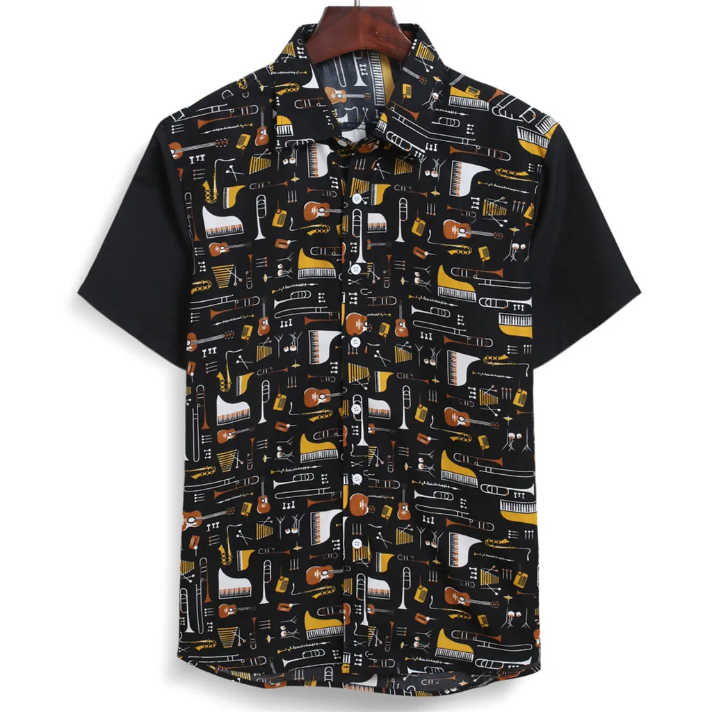 Мужская пляжная рубашка из натурального хлопка свободная гавайская с коротким