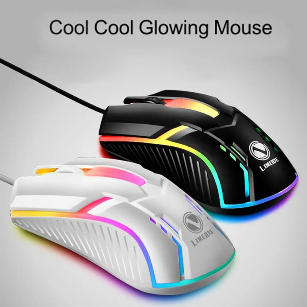 3 Key USB Wired Mouse 1200DPI Luminous Colorful Lights E-Sports Cool Glowing Optical Wired Gaming Mouse for PC Gamer