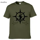 Модная морская руля символ компас якорь футболка с дизайном Пираты мужские футболки с принтом хлопковые футболки с круглым вырезом