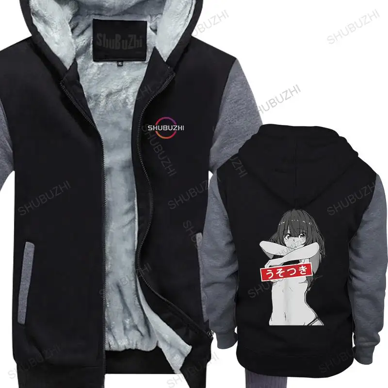 

Men Cotton hoody autumn winter Brand hooded jacket Lewd Conduct Ahegao Hentai Anime Japan man fashion thick hoodies zipper black