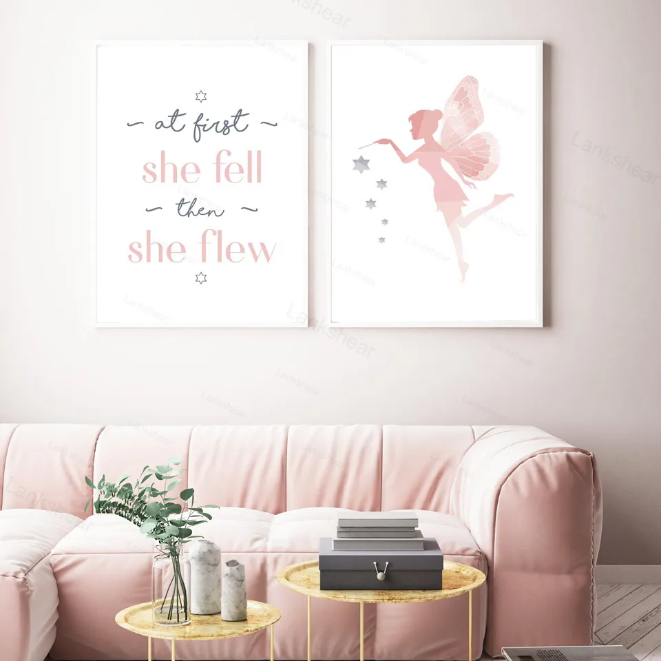 Скандинавские постеры и принты с маленькой сказочной бабочкой настенная Картина