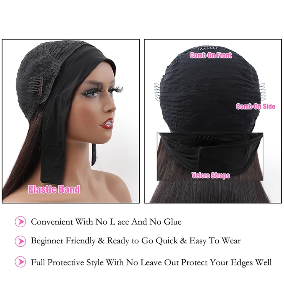 

Bestsojoy 100% Human Hair Wigs for Black Women Headband Scarf Wig Glueless Water Wave Human Hair Wigs With Headband Remy