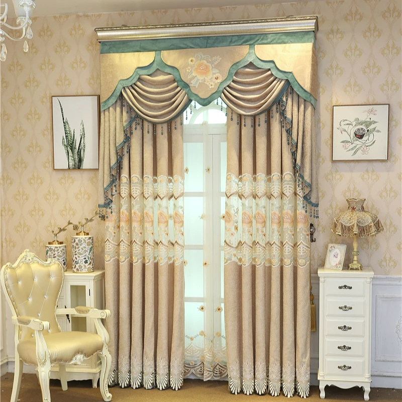 Европейские современные роскошные элегантные шторы с вышивкой для гостиной