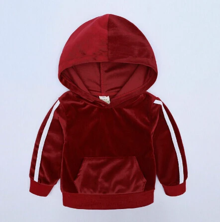 Бархатная одежда для маленьких девочек на осень и зиму топы с капюшоном штаны