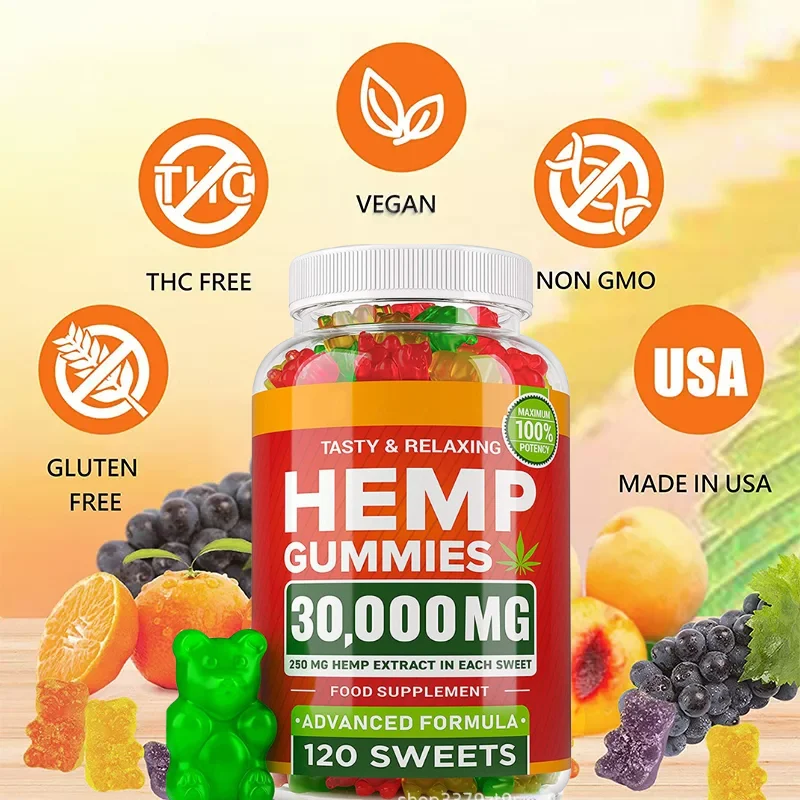 

180pcs 100% Organic Gummies Pressure Pain Relief Bear Gummies Relieve stress & Anxiety Vitamins B/E Insomnia help sleep