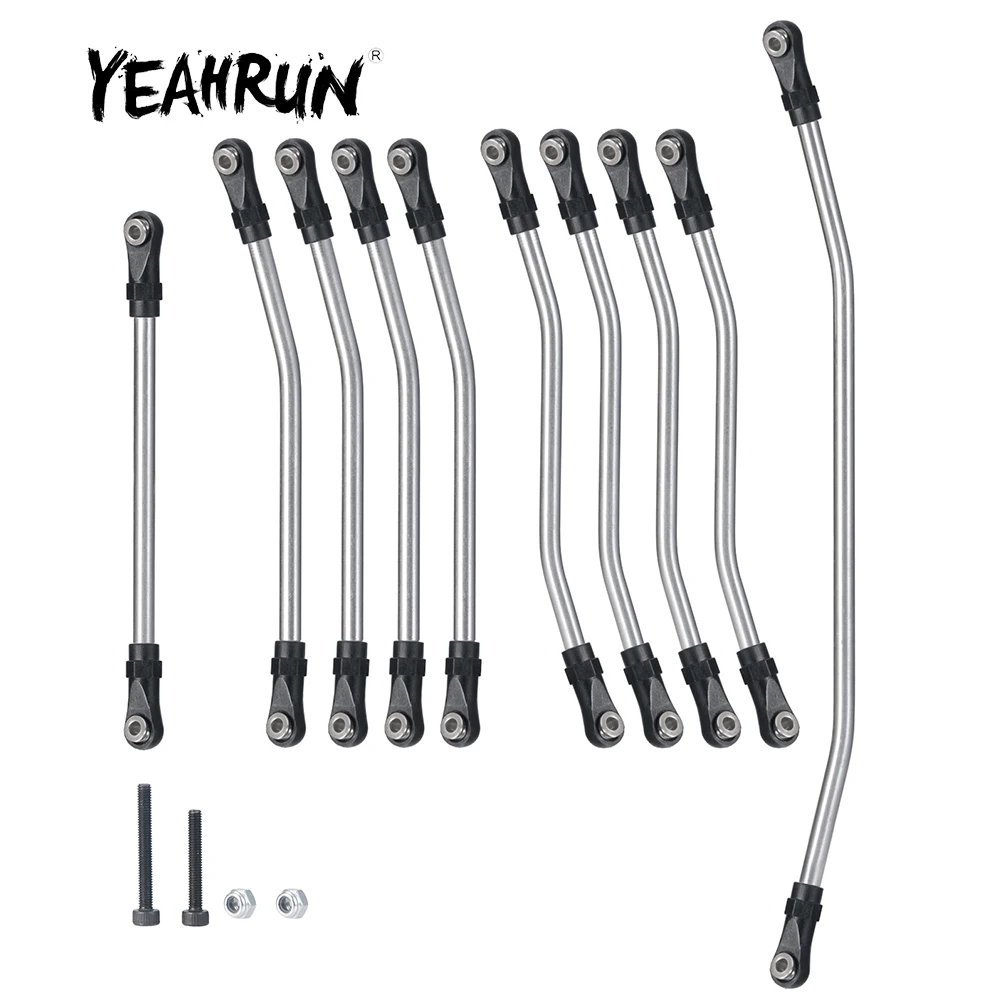 

YEAHRUN 10pcs Stainless Steel Linkage Steering Link Rod Set for Axial Wraith 90018 1/10 RC Crawler Car Parts Accessories