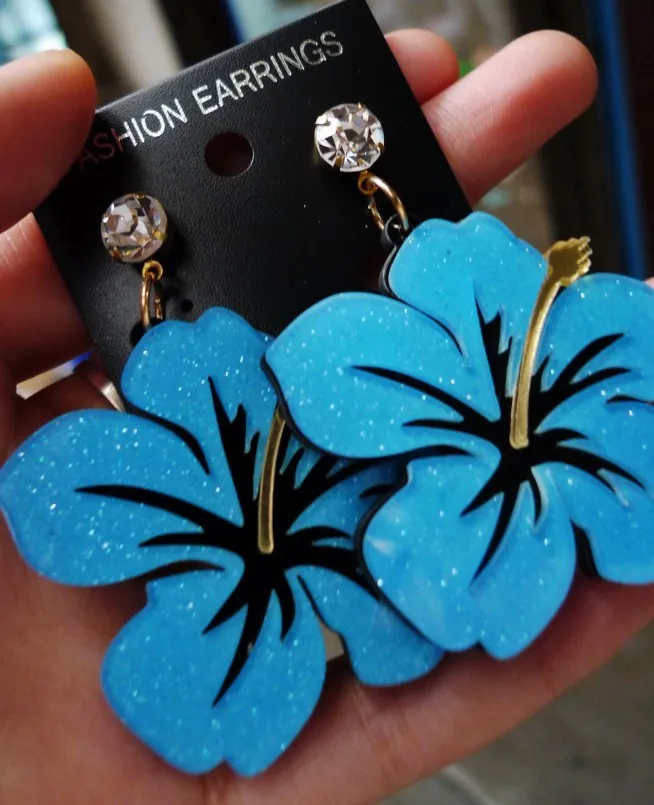 Новые корейские акриловые большие серьги-подвески с цветами для женщин