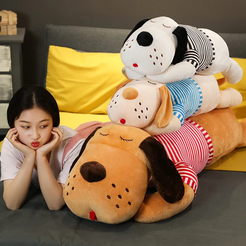 

50-140CM Striped Puppy Dog Plush Toy Doll Sleep Pillow Doll Big Ragdoll Couple Cute Creative Birthday Gift Lazy Long Clip Leg Pi