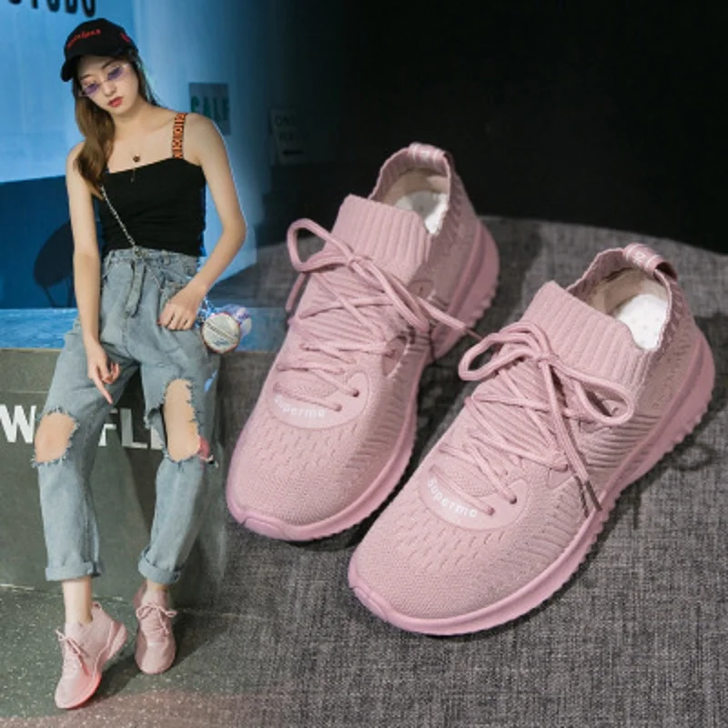 

Women's flat shoes 2019 spring and autumn new wild shallow mouth breathable flying woven lace Korean women's shoes