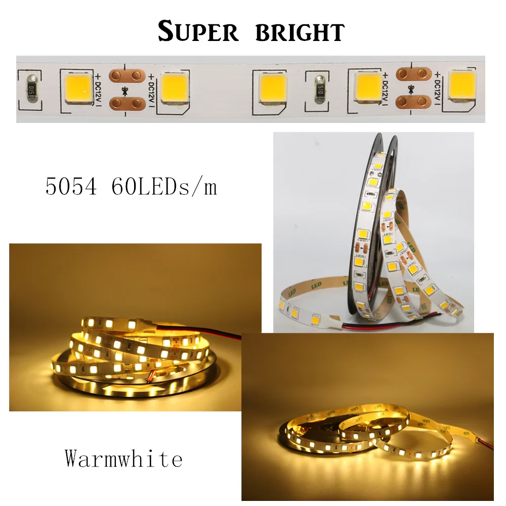 Светодиодная лента 5054 SMD не являющаяся водонепроницаемой 60 светодиодов/м 12 В