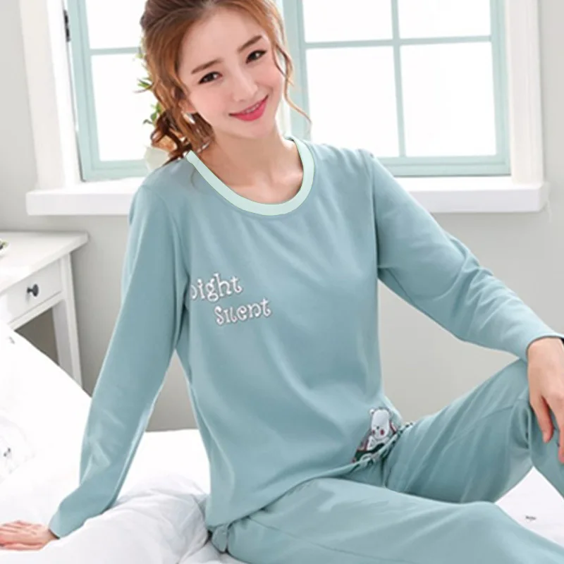 Осенняя Пижама с милым мультяшным принтом комплекты для женщин M XXL ночная