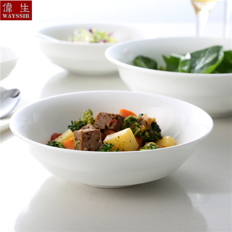 Высококачественная супербелая круглая керамическая миска для супа домашняя