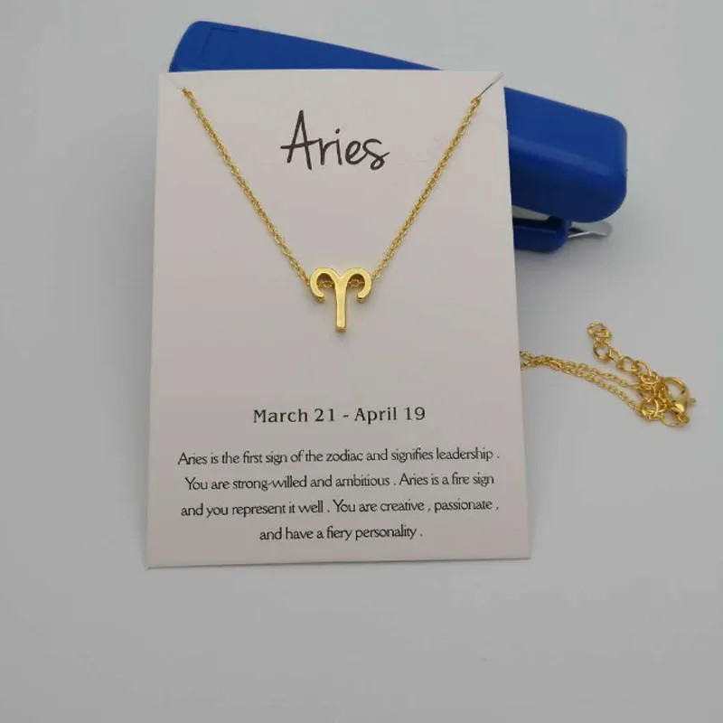 12 Созвездие зодиака ожерелье с подвеской со знаком Золотая короткая цепочка