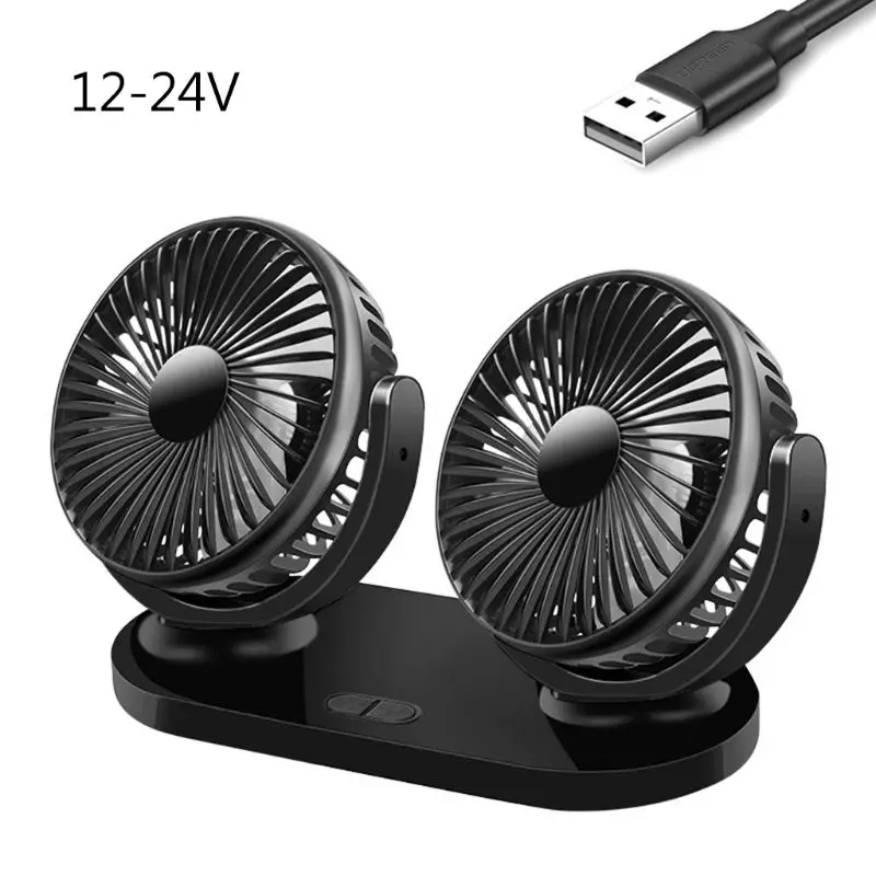 

Car Fan Portable Vehicle Fan Dual Head Electric Cooling Fan Vehicle Mounted