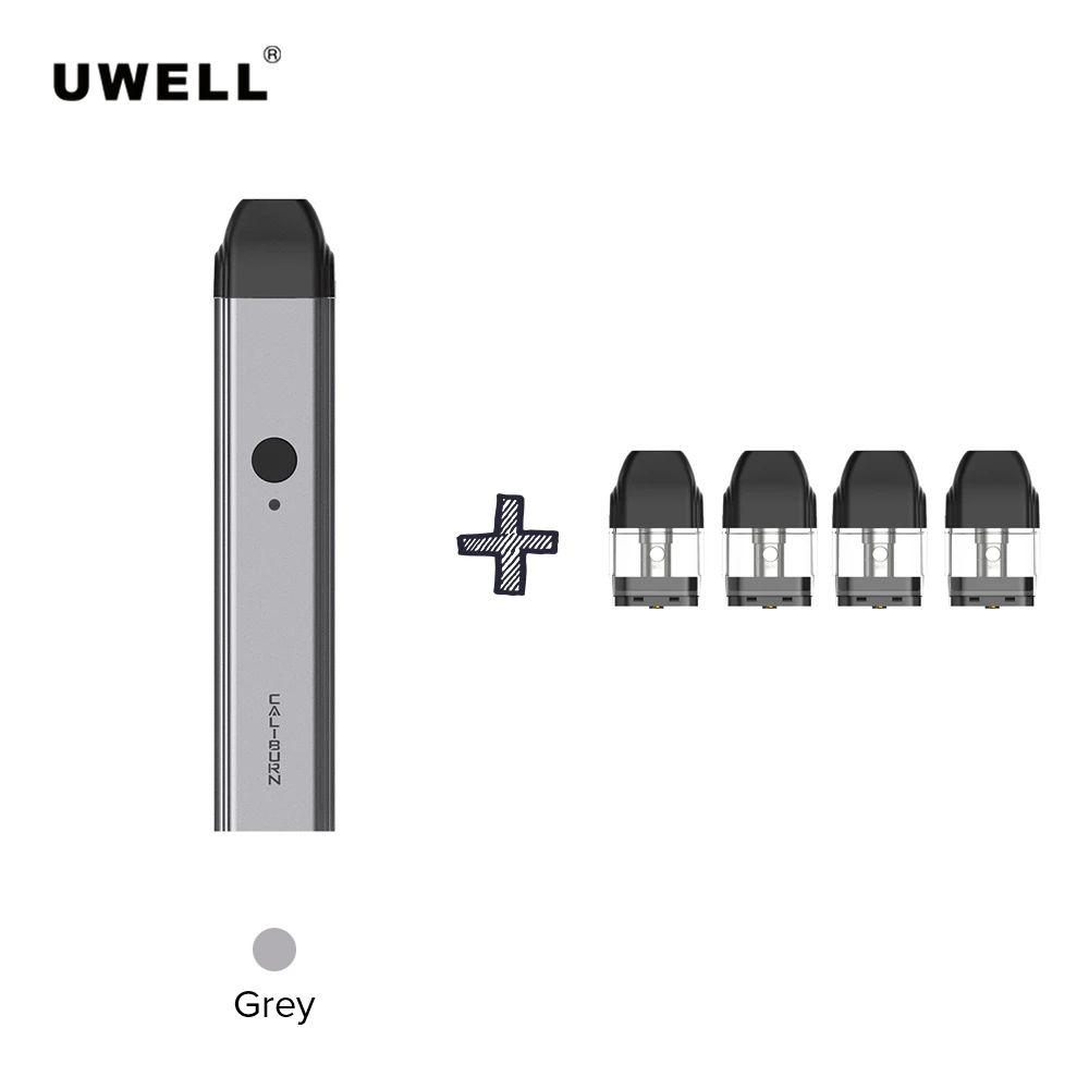 Uwell calibren мод Vape Pod Комплект добавить 4 шт картридж 2 мл 520 мАч встроенный аккумулятор Vape танк распылитель электронная сигарета - Цвет: Grey