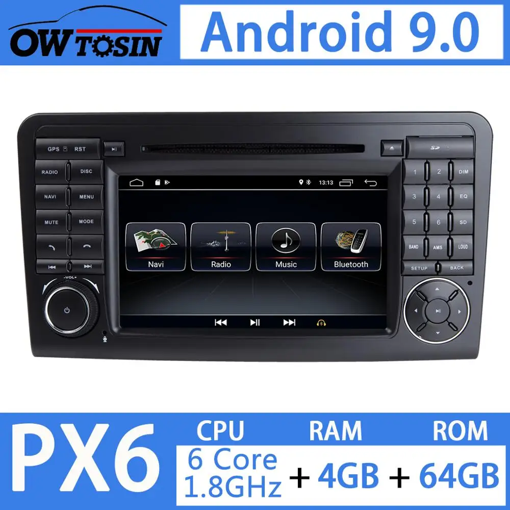 7 &quotAndroid 9 0 PX6 4 Гб 64 ГБ Автомобильный DVD мультимедийный плеер для Mercedes Benz GL ML Class W164