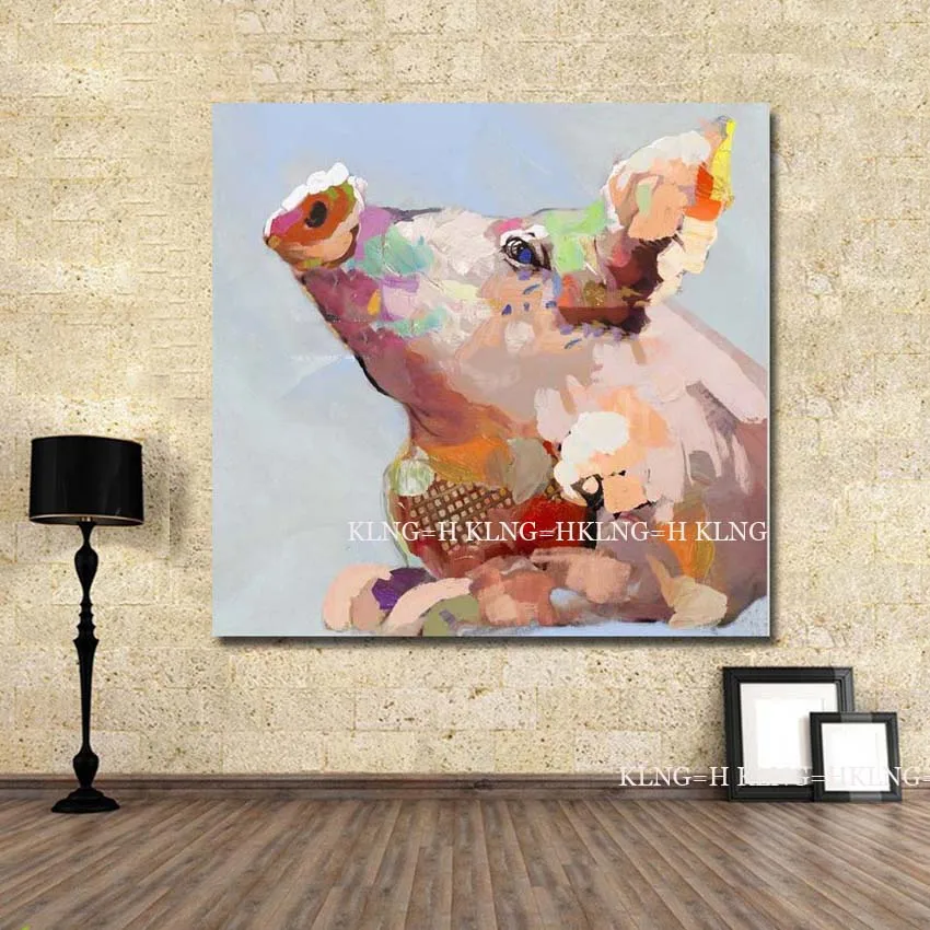 

Abstract Art Handpainted Pig Oil Painting Modern Animals on Canvas For Living Room Decor Wall Art Wall Pictures Craft