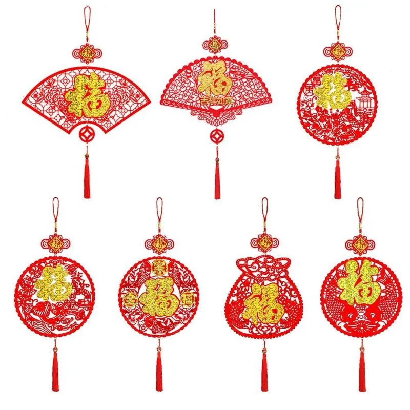 

Chinese New Year Knot Fu Character Pendant 2020 New Decor Year's Day Pendant Scenery Supplies Spring And Festival Interior J9I0